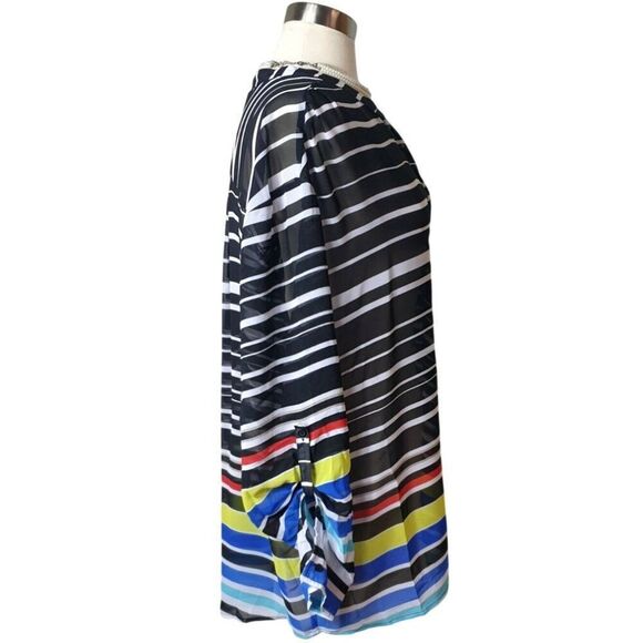 A.N.A Womens Plus Striped Tunic 3X Sheer Blouse V-Neck LS office festive, boho - Picture 3 of 5